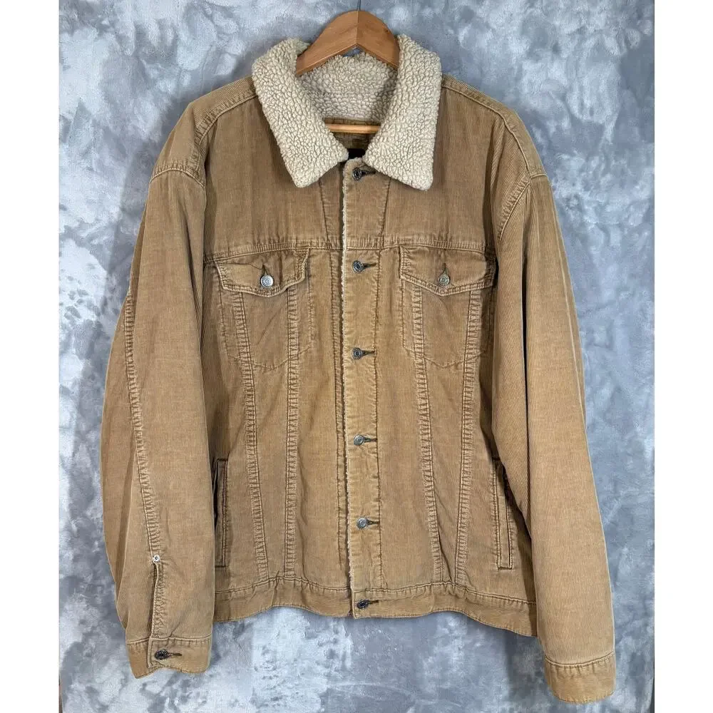 Vintage GAP Y2K Corduroy Sherpa Lined Type 3 Trucker Jacket XXL‎ Tan Casual Coat